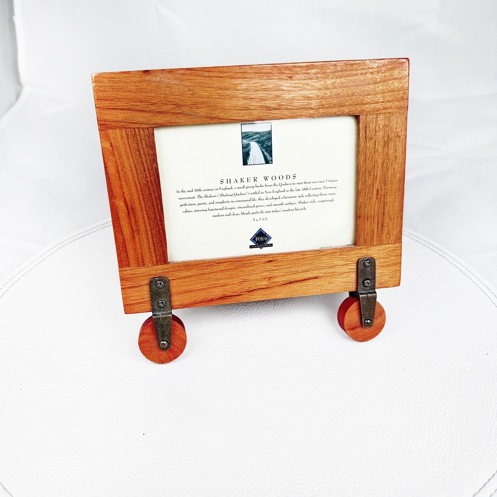 Fetco Shaker Woods Wooden 3.5x5 Picture Frame Vintage Tabletop Easel Wood